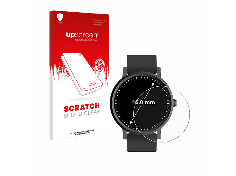 UPSCREEN Kratzschutz klare Schutzfolie(für Universal Armbanduhren (Kreisrund, ø: 16 mm))