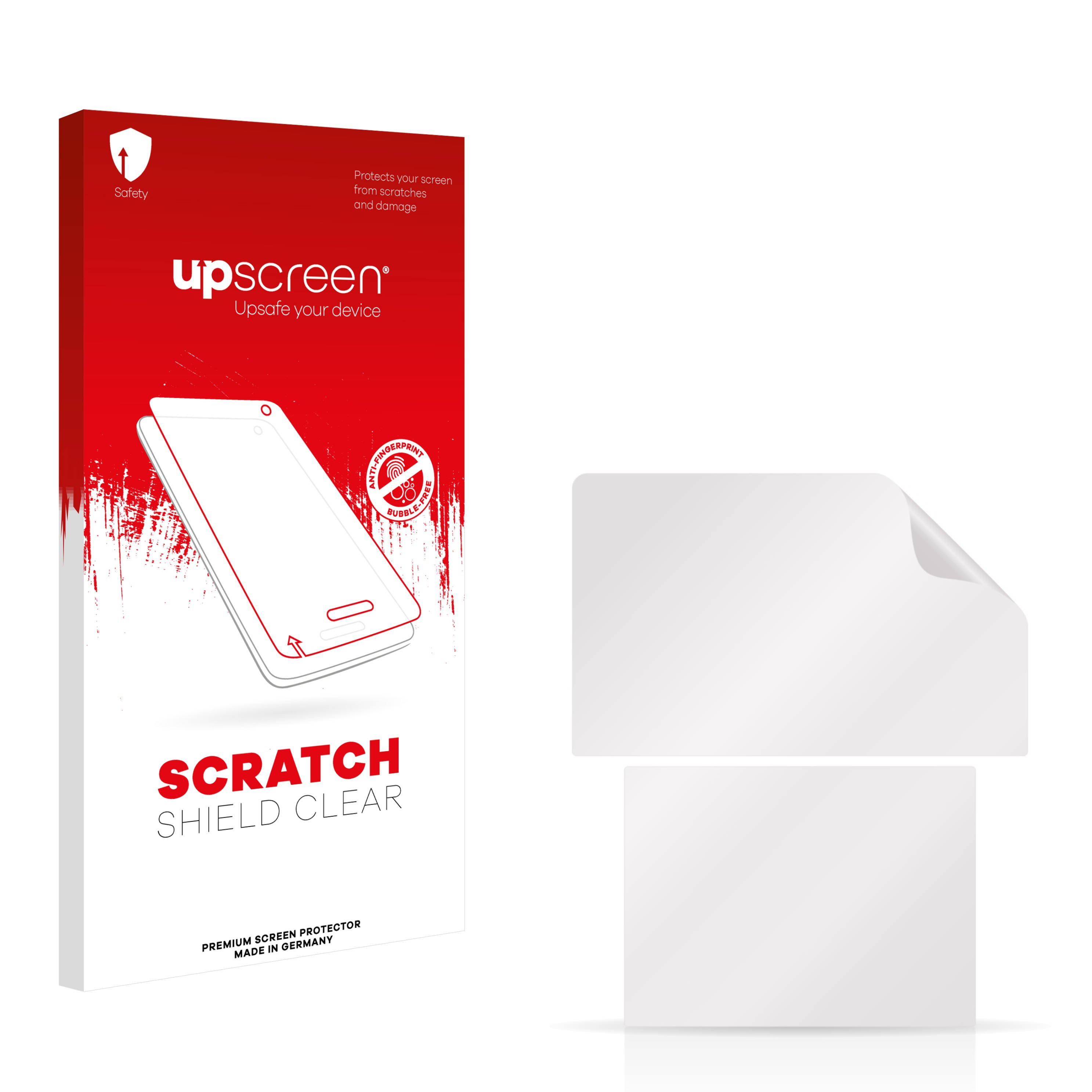 Eine Produktverpackung mit einem Displayschutz und zwei zusätzlichen Schutzfolien.