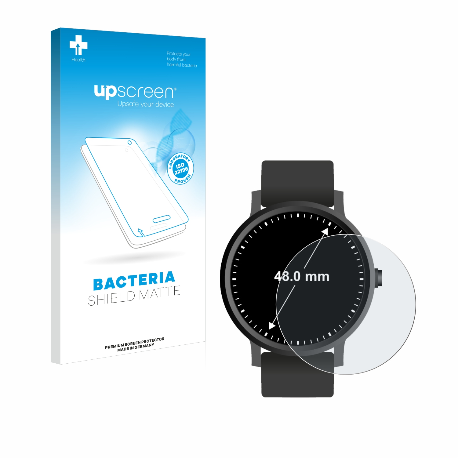 UPSCREEN antibakteriell entspiegelt matte Schutzfolie(für mm)) (Kreisrund, ø: Universal Armbanduhren 48