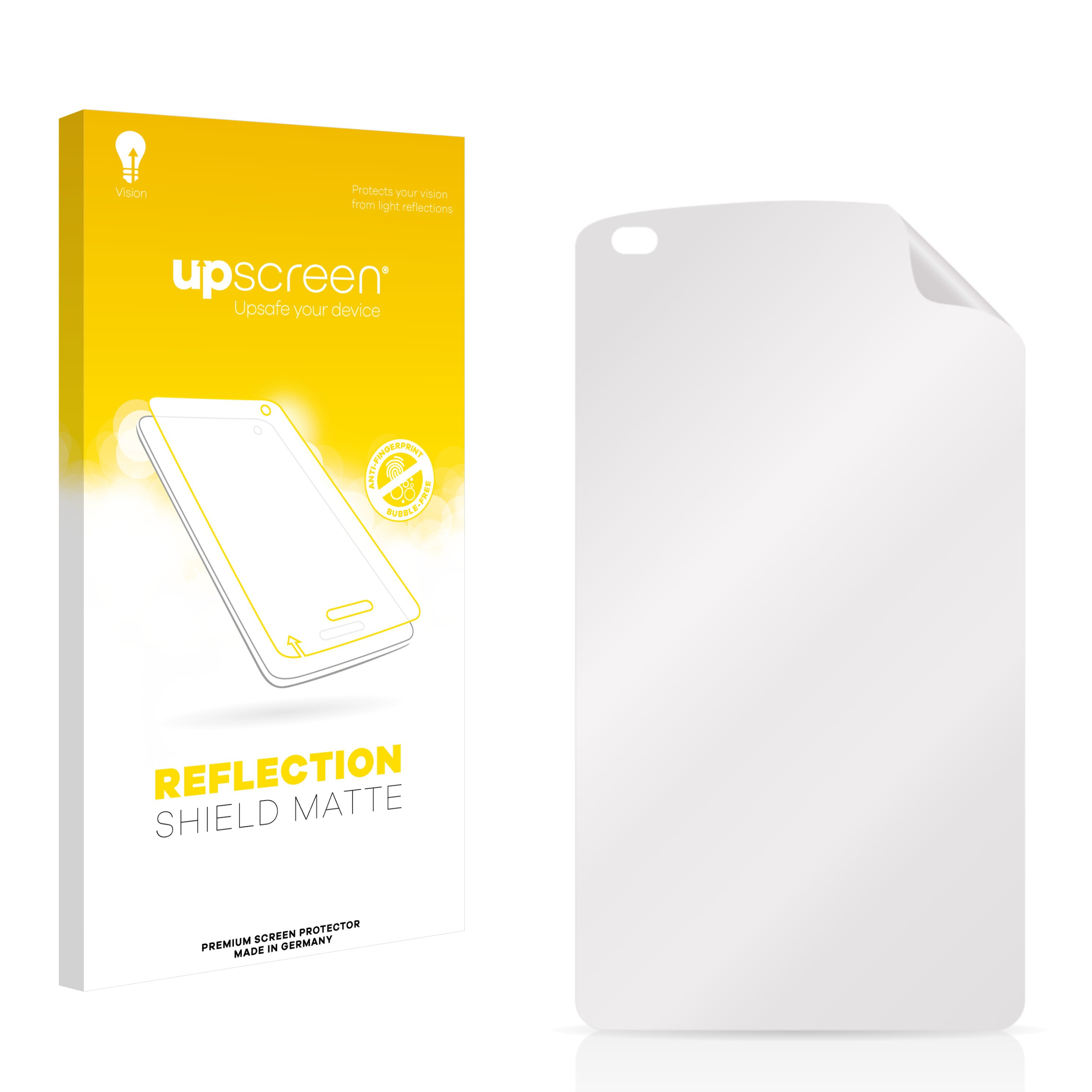 Upscreen matte Displayschutzfolie mit Verpackung in Gelb und Weiß.