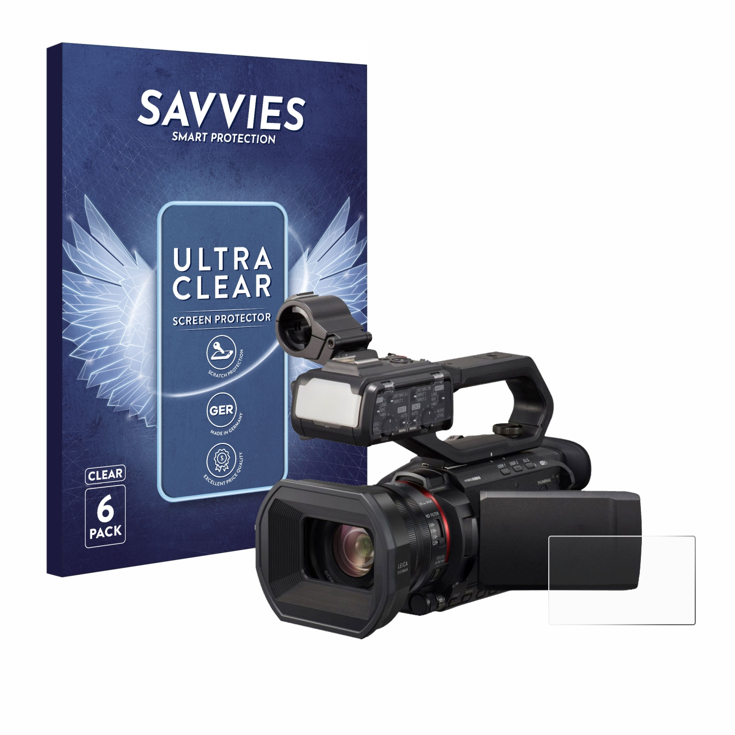 SAVVIES Panasonic HC-X1500) 6x Schutzfolie(für klare