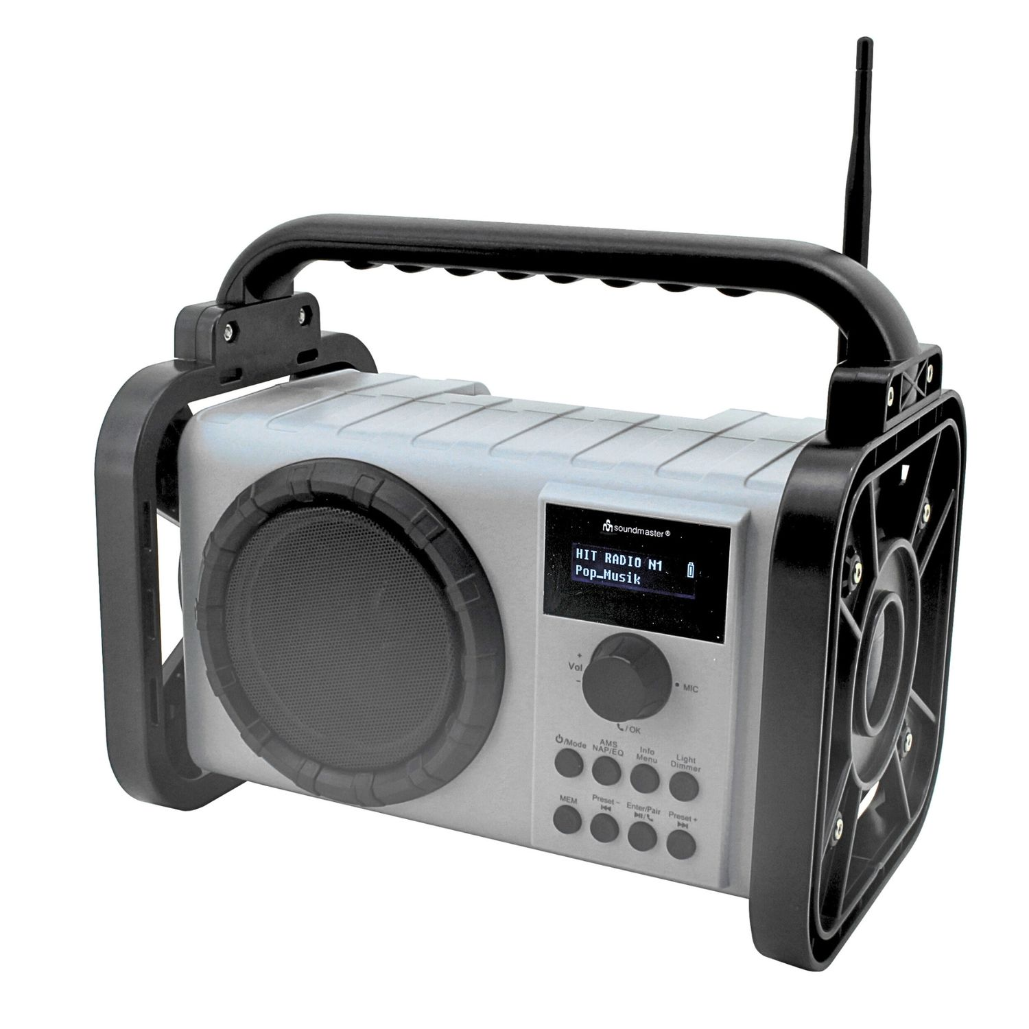 SOUNDMASTER Bluetooth, AM, DAB+, Baustellenradio, FM, Silbergrau DAB80SG