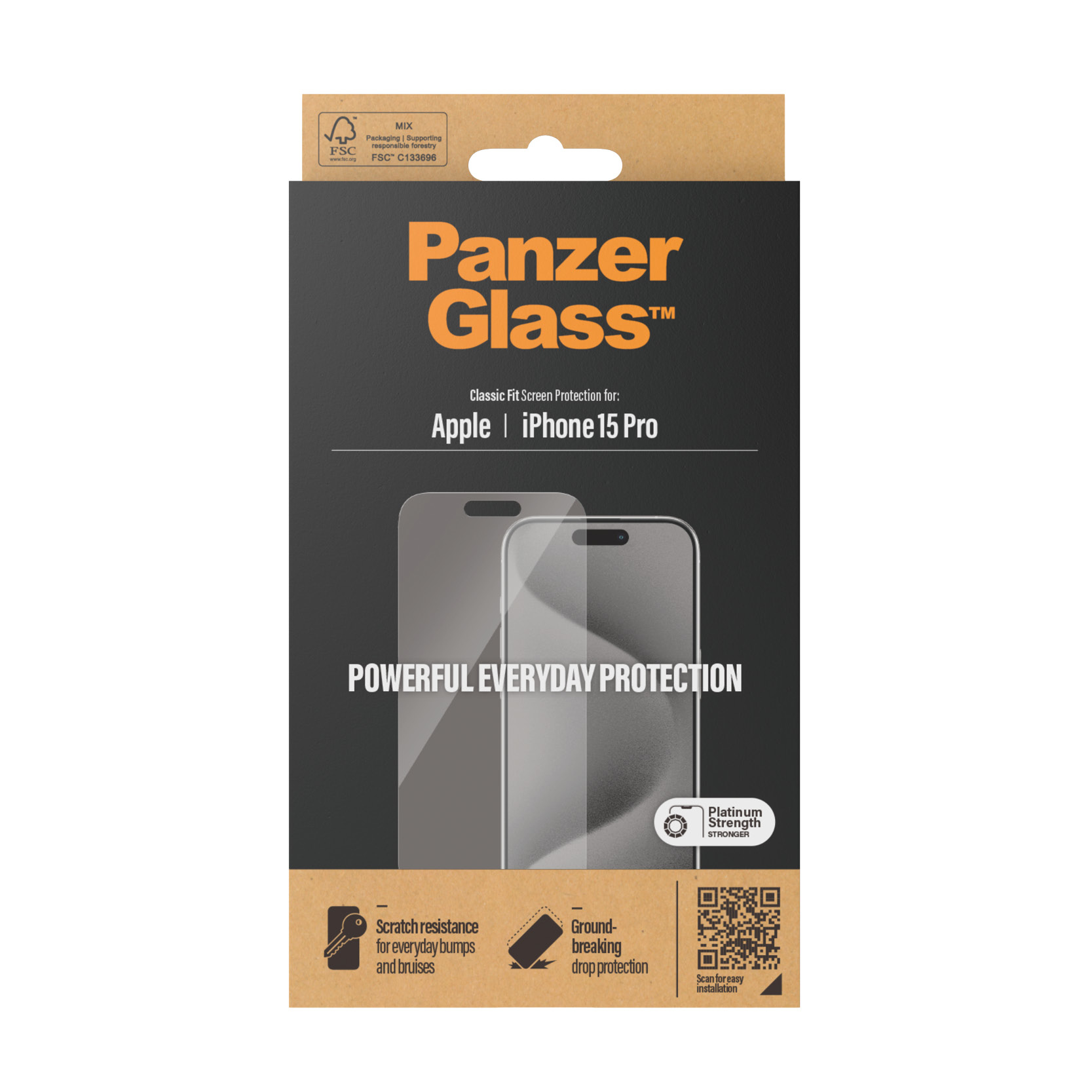 iPhone Pro) Panzer Folie 15 Display Schutzglas PANZERGLASS Apple Schutzglas(für