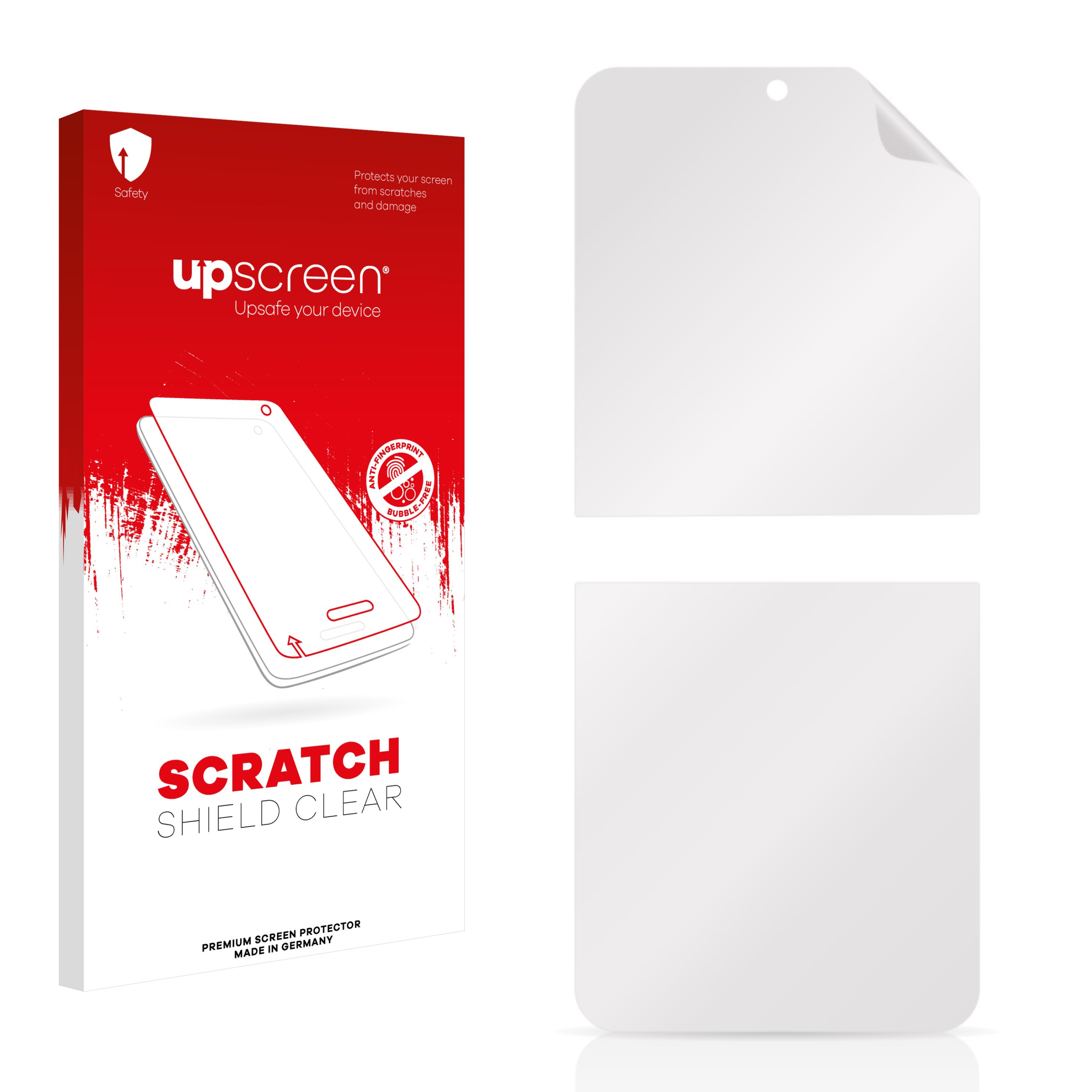 Upscreen Kratzschutz-Klar-Verpackung mit Displayschutzfolien innen.