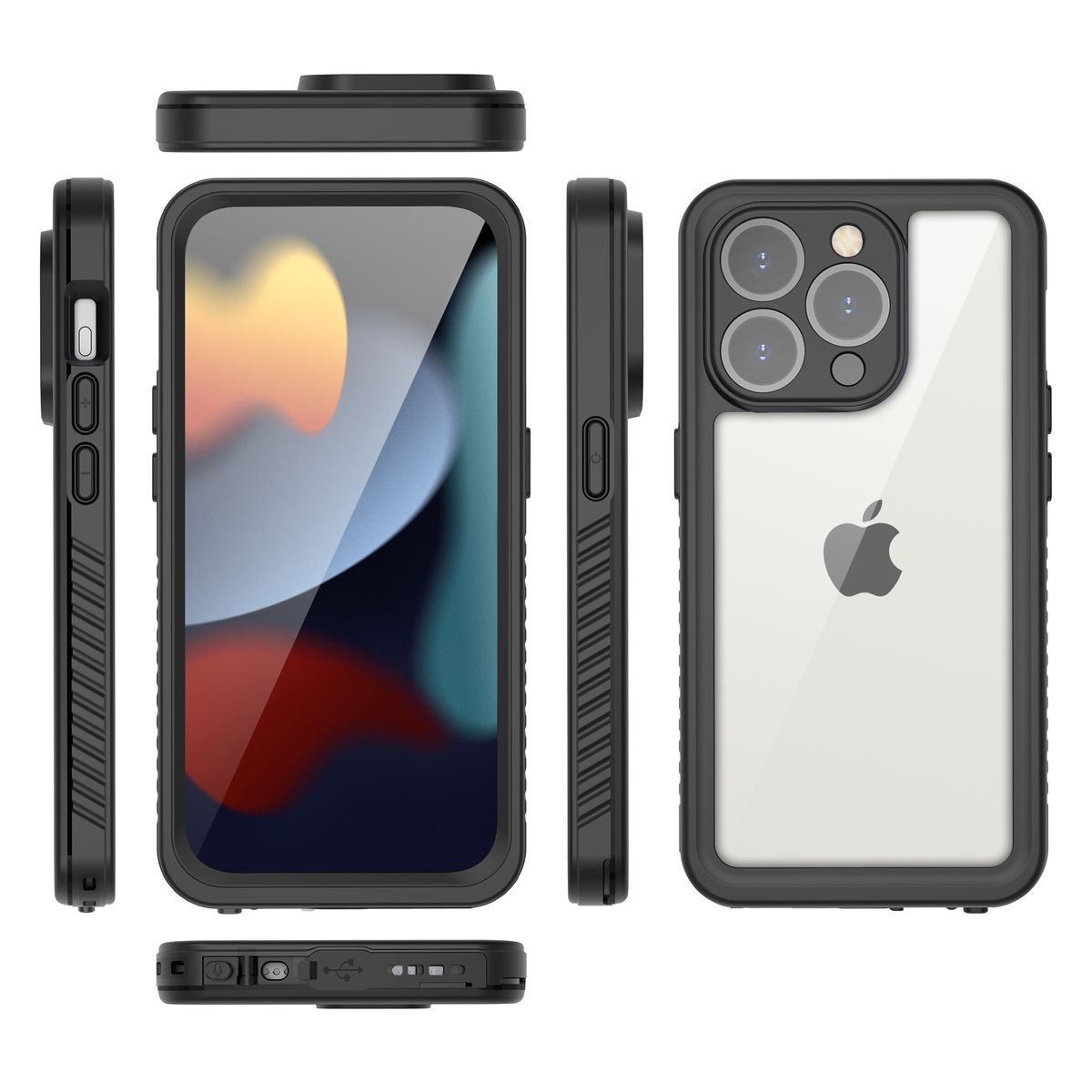 WIGENTO 360 Grad 15 Body Full iPhone Pro Max, Wasserdichte Apple, Full Cover, Schwarz Hülle