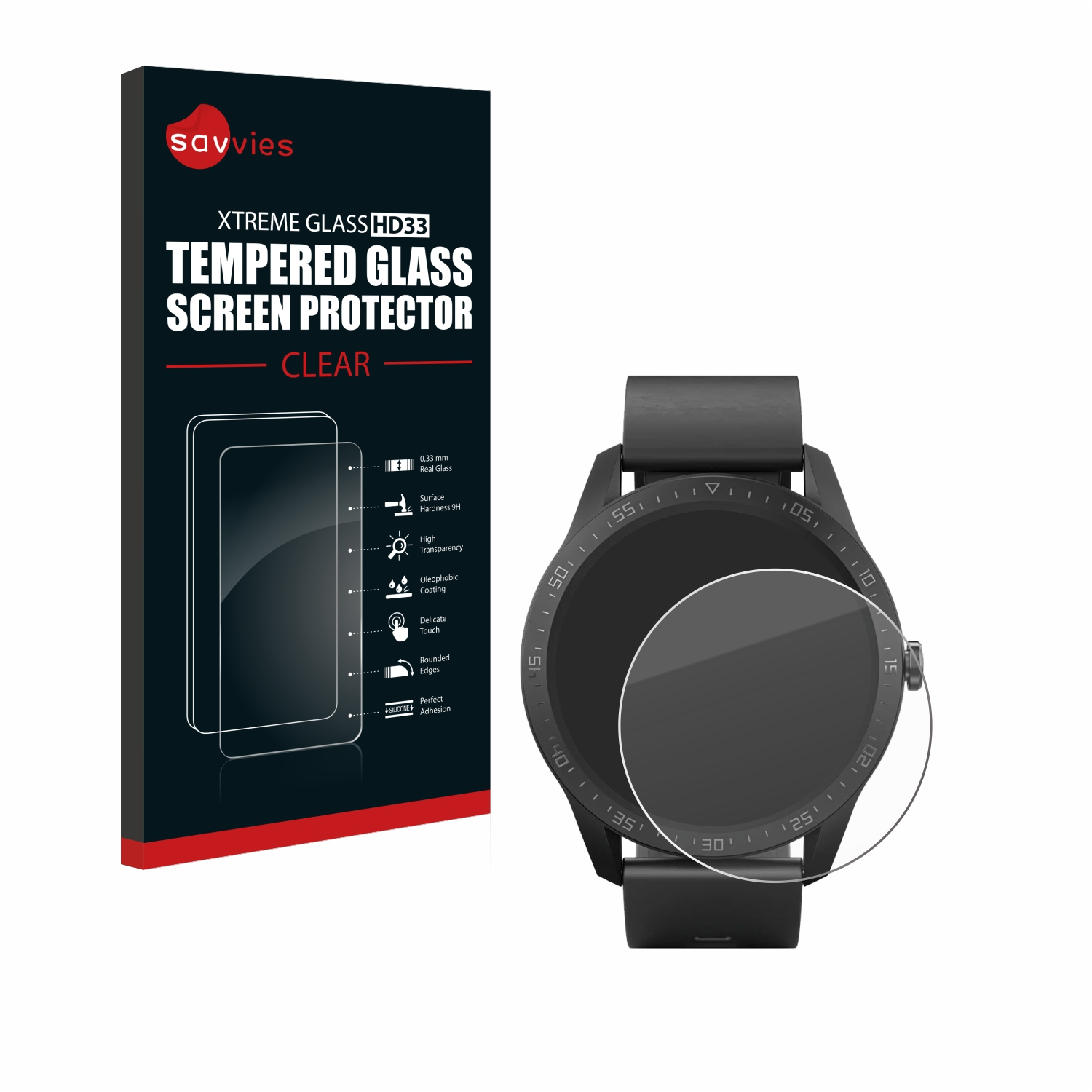 SAVVIES 9H klares Schutzglas(für SilverCrest Fitness-Smartwatch)