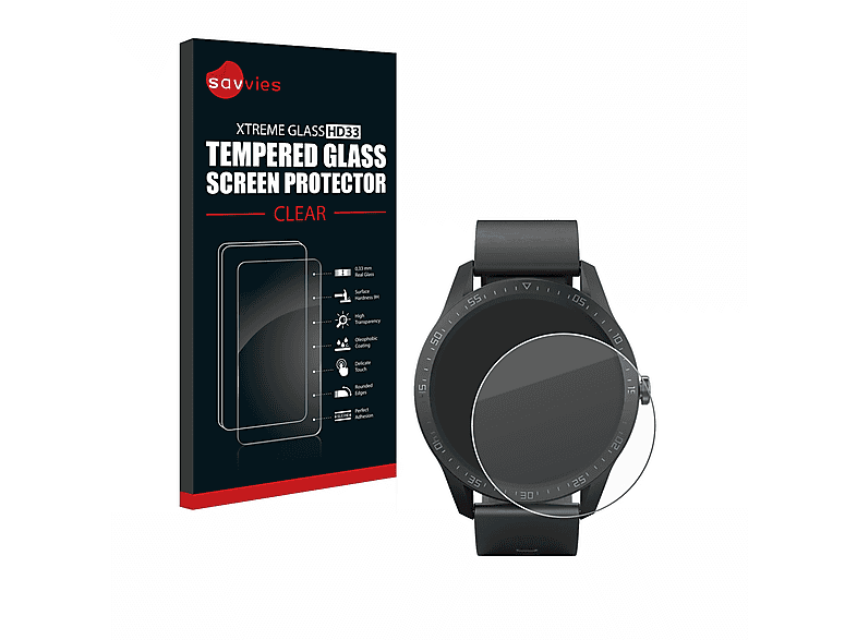 Schutzglas(für 9H SilverCrest SAVVIES Fitness-Smartwatch) klares