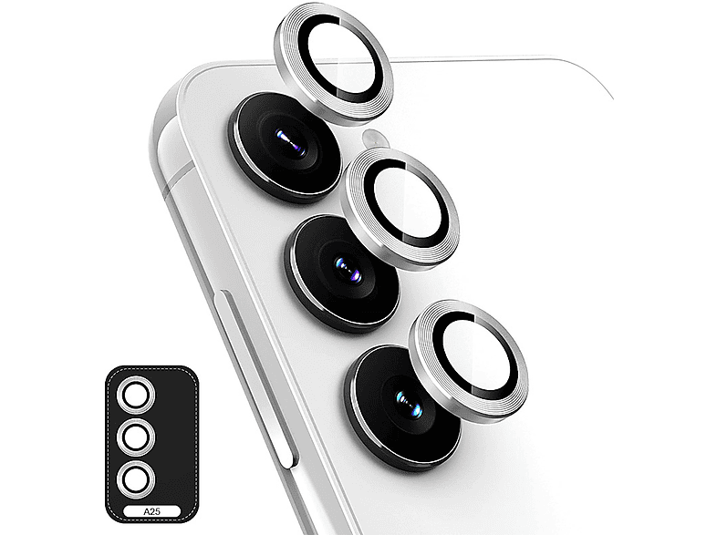 WIGENTO Aluminium Ring Back Kamera + H9 Hart Glas Film Schutzglas(für Samsung Galaxy A25 5G)