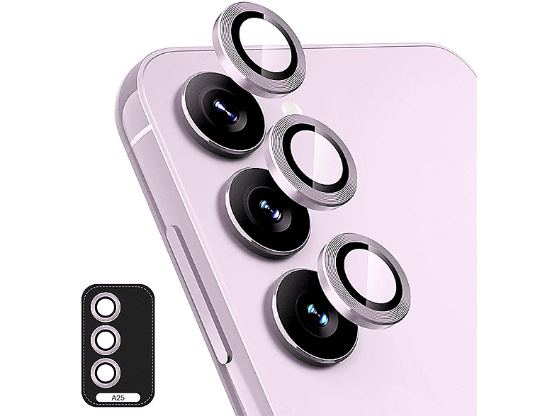 WIGENTO Aluminium Ring Back Kamera + H9 Hart Glas Film Schutzglas(für Samsung Galaxy A25 5G)