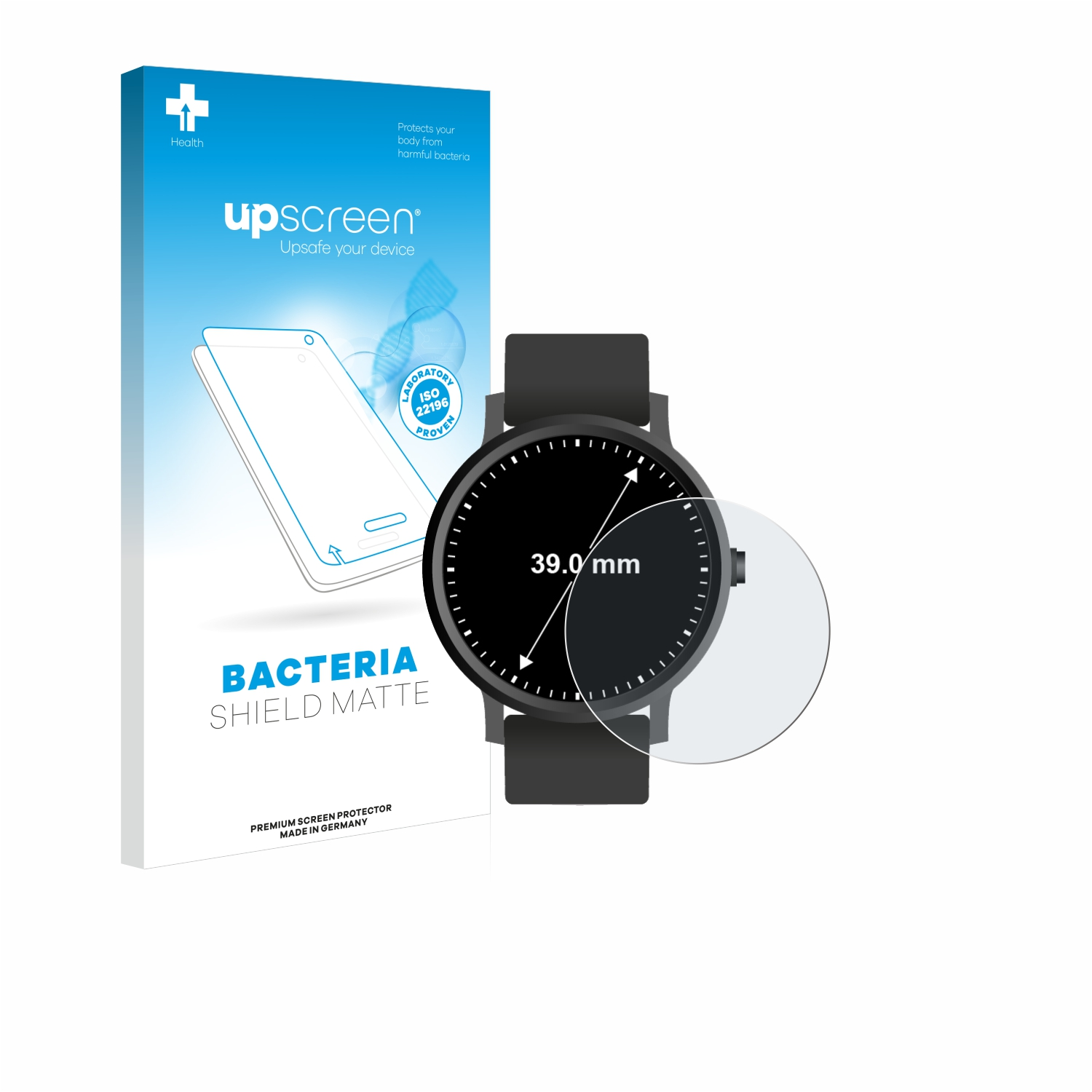 UPSCREEN antibakteriell entspiegelt matte (ø: Kreisrunde 39 mm)) Displays Universal Schutzfolie(für