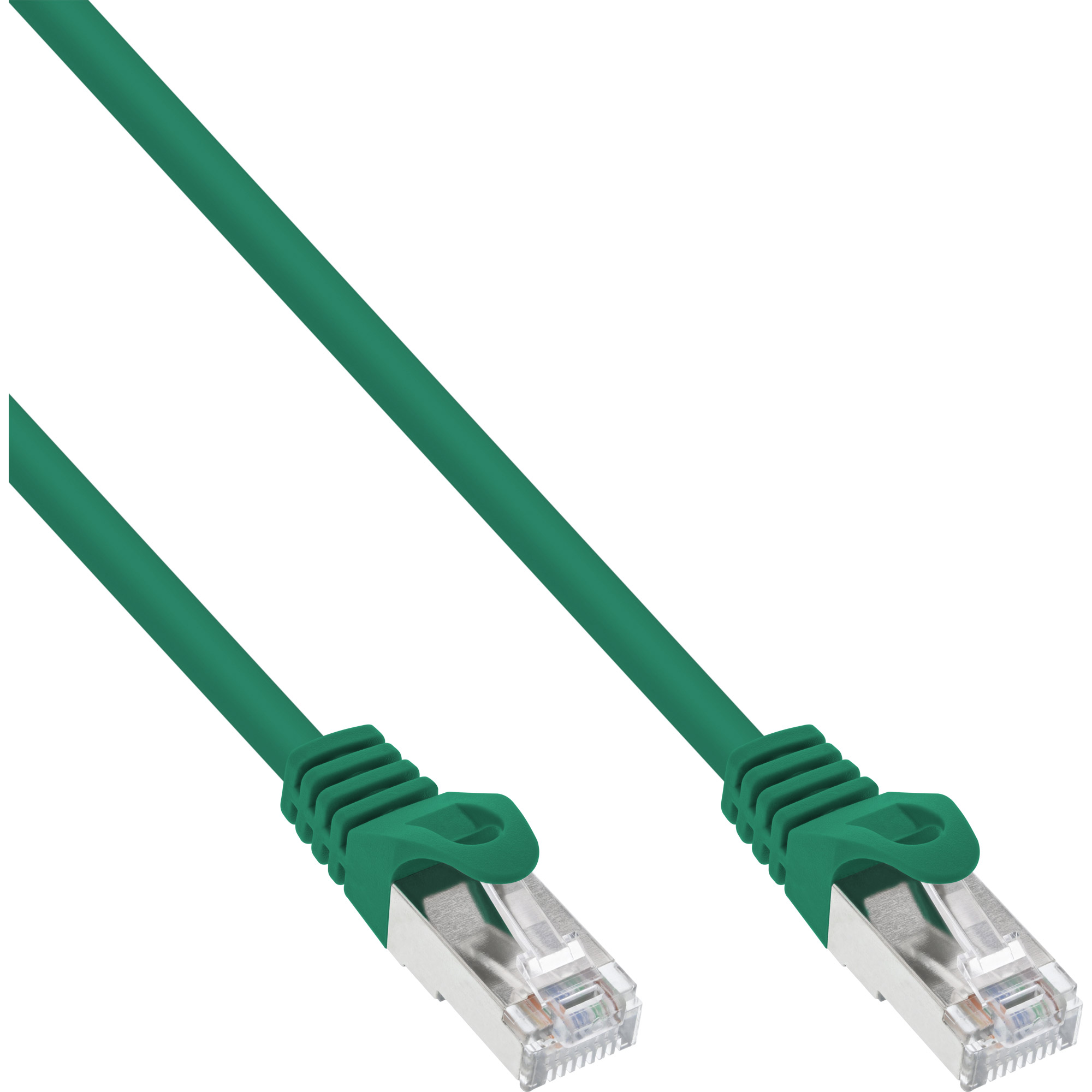 Groene Ethernet-kabel met groene connectoren.