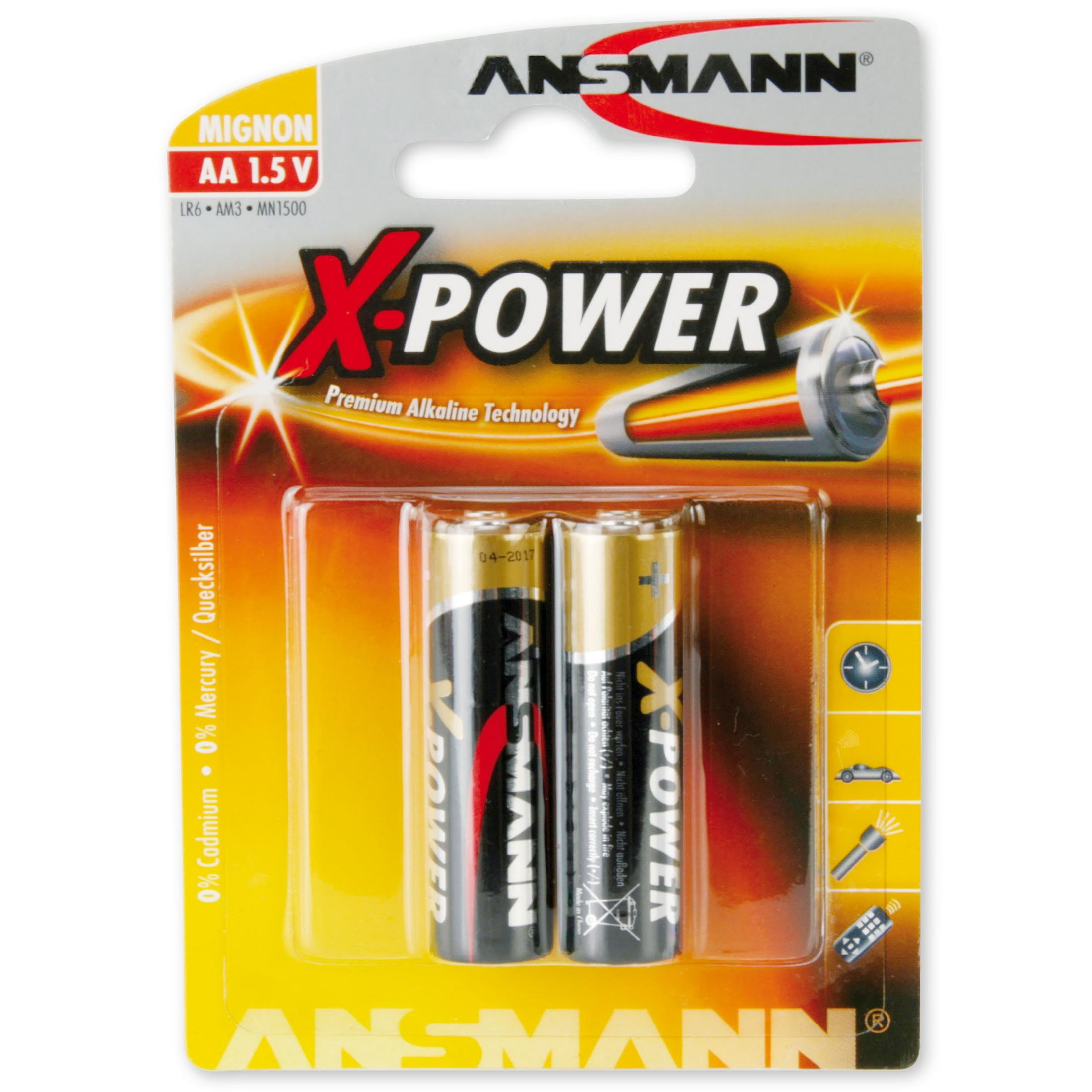 ANSMANN ANSMANN 5015613 Alkaline / 2 Alkaline, Batterien, Mignon 2er-Pack Strom 1.5 AA, Stück Volt Batterie Batterien Energie