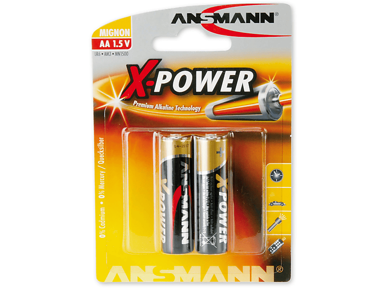 ANSMANN ANSMANN 5015613 Alkaline / 2 Alkaline, Batterien, Mignon 2er-Pack Strom 1.5 AA, Stück Volt Batterie Batterien Energie