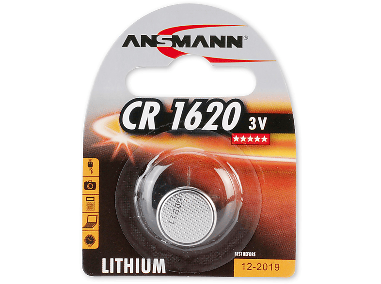 ANSMANN ANSMANN 5020072 Knopfzelle CR1620 / Knopfzellen Knopfzellen, Energie 3V Volt Lithium Lithium, / Stück 3 Strom Licht 1