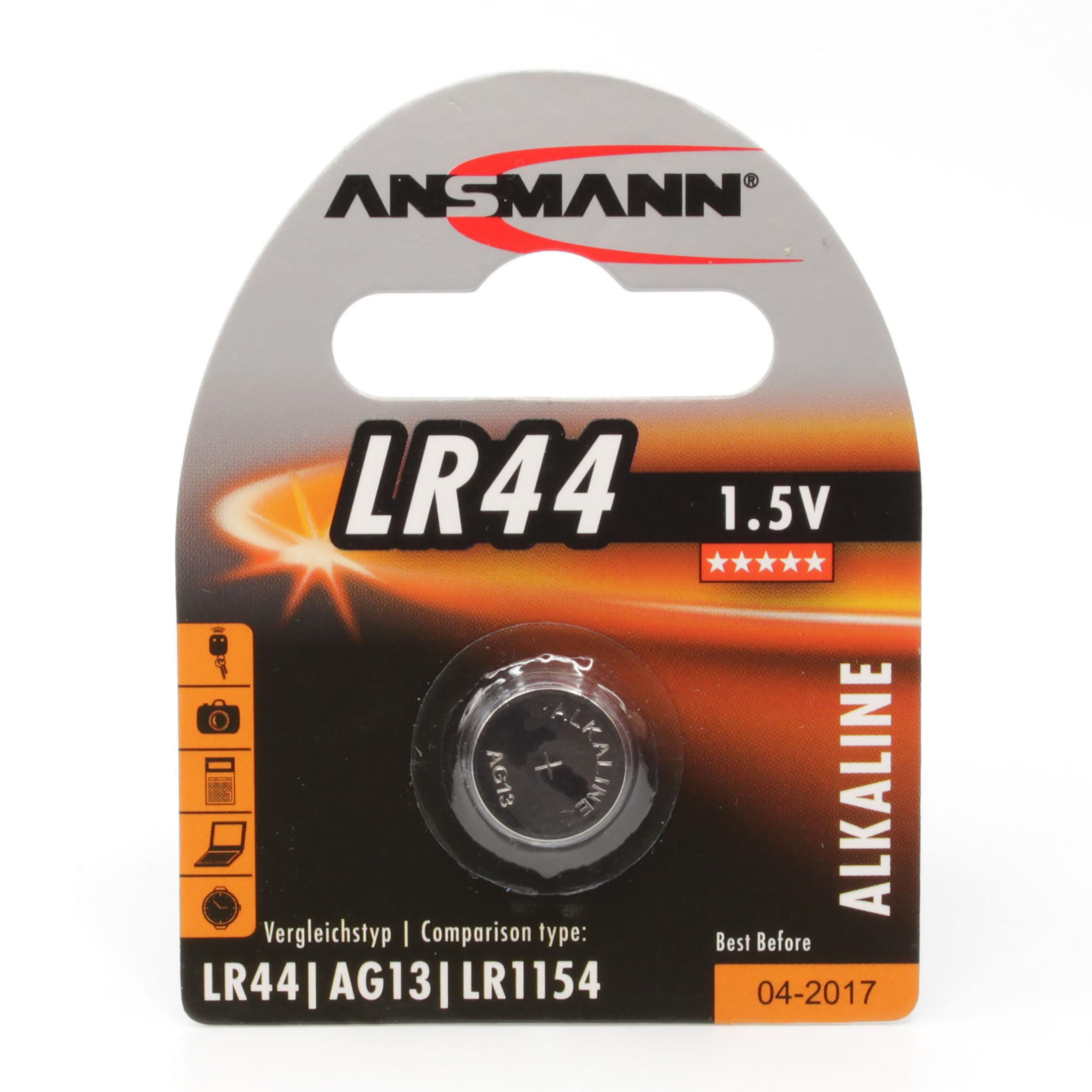 ANSMANN ANSMANN 5015303 Knopfzelle Knopfzellen / 1,5V Strom Alkaline Volt LR44 Knopfzellen, / Licht Alkaline, Energie 1.5