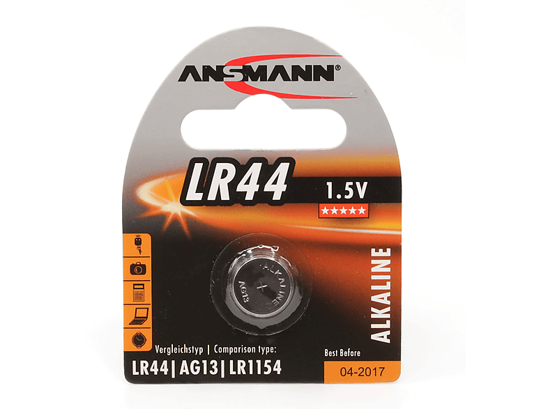 ANSMANN ANSMANN 5015303 Knopfzelle LR44 Strom / Knopfzellen Licht Energie / Alkaline, Alkaline 1.5 1,5V Volt Knopfzellen