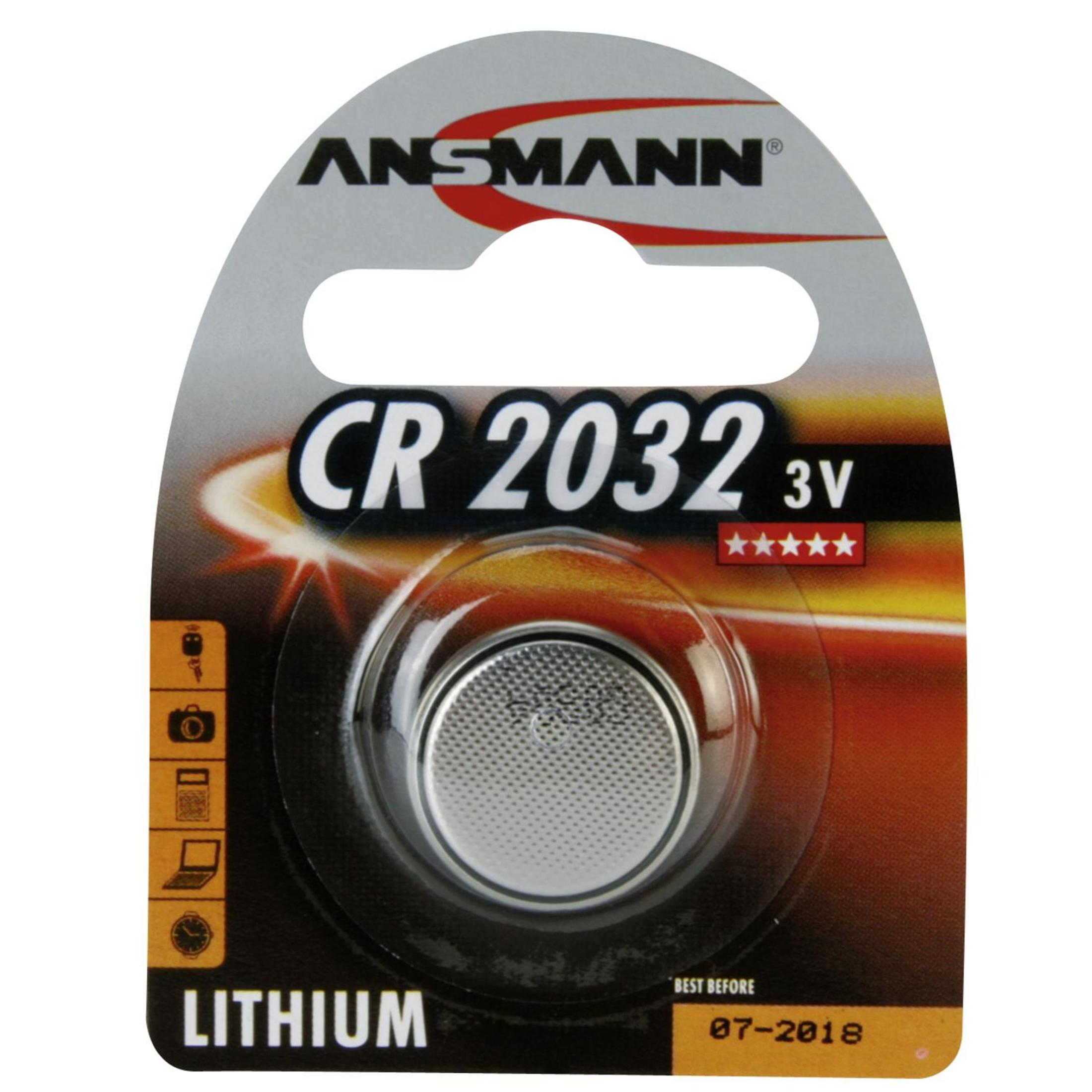 ANSMANN Knopfzellen, 3 / 3V ANSMANN CR2032 1 5020122 Stück 240 Mainboardbatterie Knopfzellen mAh Strom Lithium Volt, Knopfzelle Lithium,