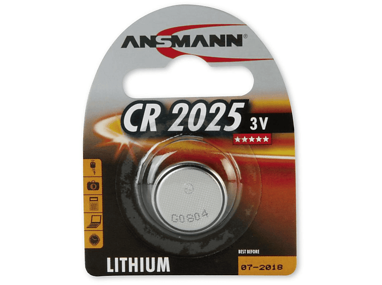 ANSMANN ANSMANN 5020142 Knopfzelle CR2025 3V Lithium Strom / Energie / Licht Knopfzellen Knopfzellen, Lithium, 3 Volt 1 Stück