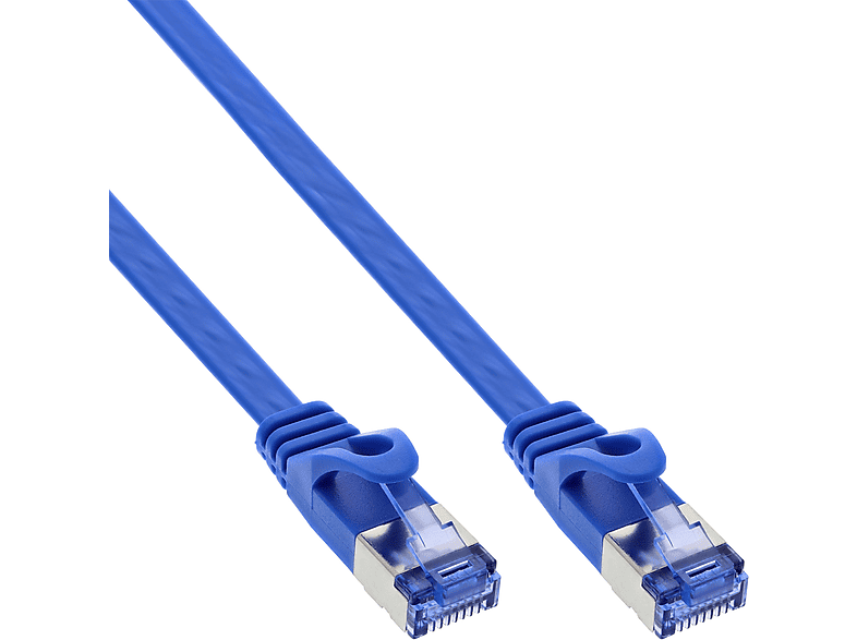 INLINE InLine® Patchkabel flach, U/FTP, Cat.6A, blau, 10m Kabel Cat.6A U/FTP, Patchkabel, 10 m