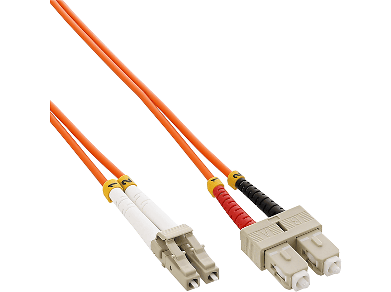 INLINE InLine® LWL Duplex Kabel, LC/SC, 50/125µm, OM2, 0,5m Kabel LWL LC-SC, Patchkabel LWL, 0,5 m