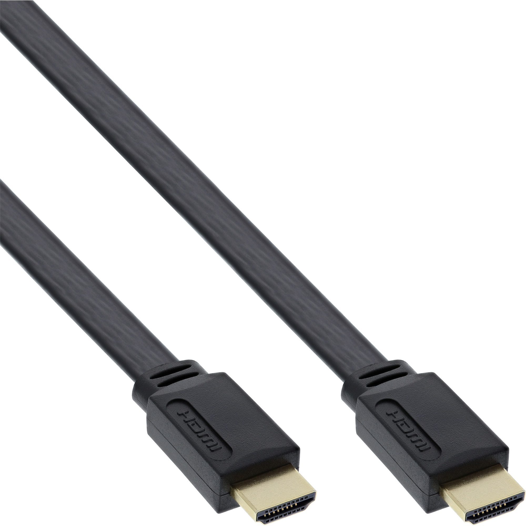INLINE InLine® HDMI schwarz, Speed HDMI HDMI-High Flachkabel, verg. Ethernet, mit