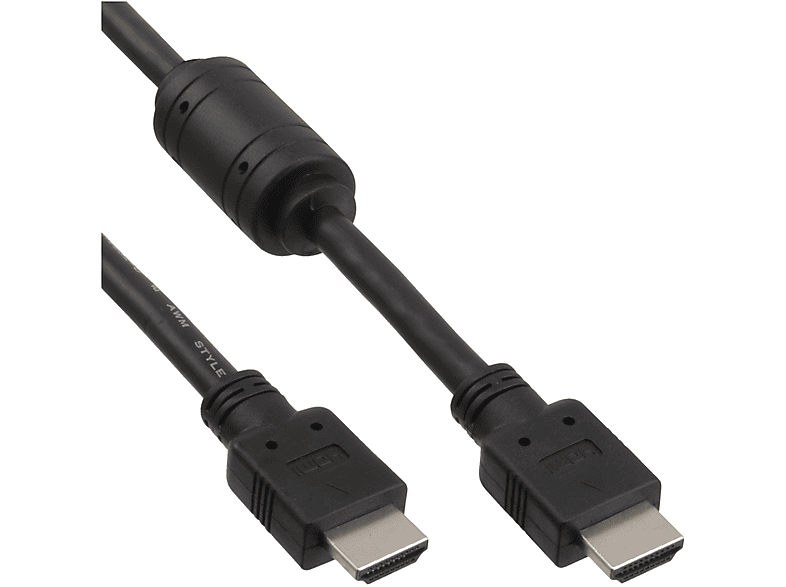 INLINE InLine® HDMI Kabel, HDMI-High Speed, Stecker / Stecker, schwarz, mit HDMI