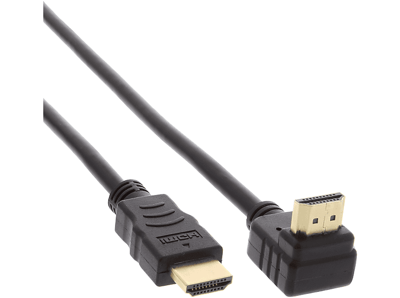 INLINE InLine® HDMI gewinkelt, Ethernet, HDMI Stecker mit Speed HDMI-High Kabel