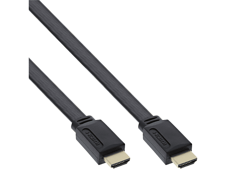 InLine® HDMI-High Ethernet, schwarz, HDMI mit verg. HDMI Speed INLINE Flachkabel,