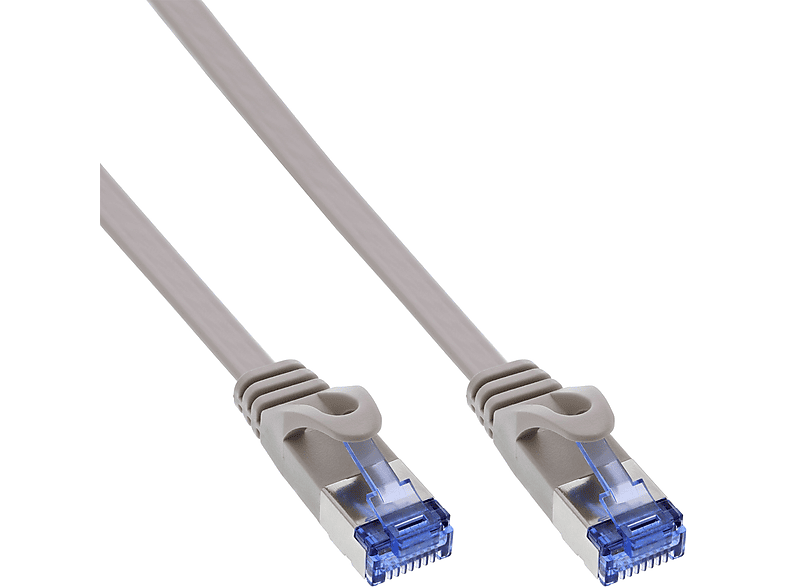 Patchkabel Kabel 0,5m flach, InLine® Cat.6A, U/FTP, INLINE m Patchkabel, grau, Cat.6A, 0,5