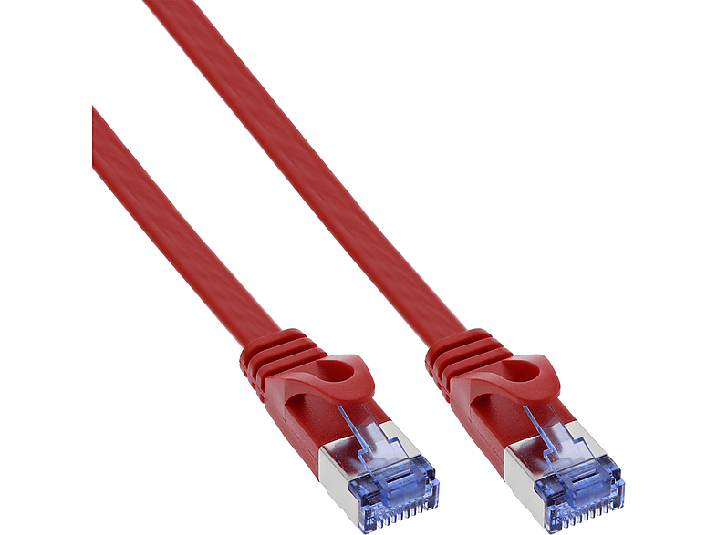 INLINE InLine® Patchkabel flach, U/FTP, Cat.6A, rot, 10m Kabel Cat.6A U/FTP, Patchkabel, 10 m