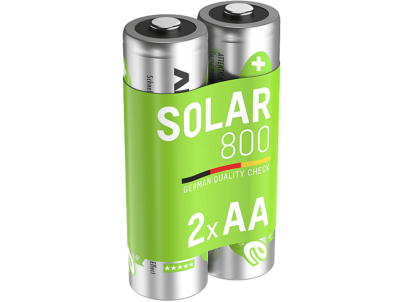 ANSMANN ANSMANN 5035513 NiMH-Akku Mignon 800mAh, SOLAR, AA, Akkus 2er-Pack 2 / 1.2 Strom Akkus, Stück Volt, mAh / 800 Ni-MH