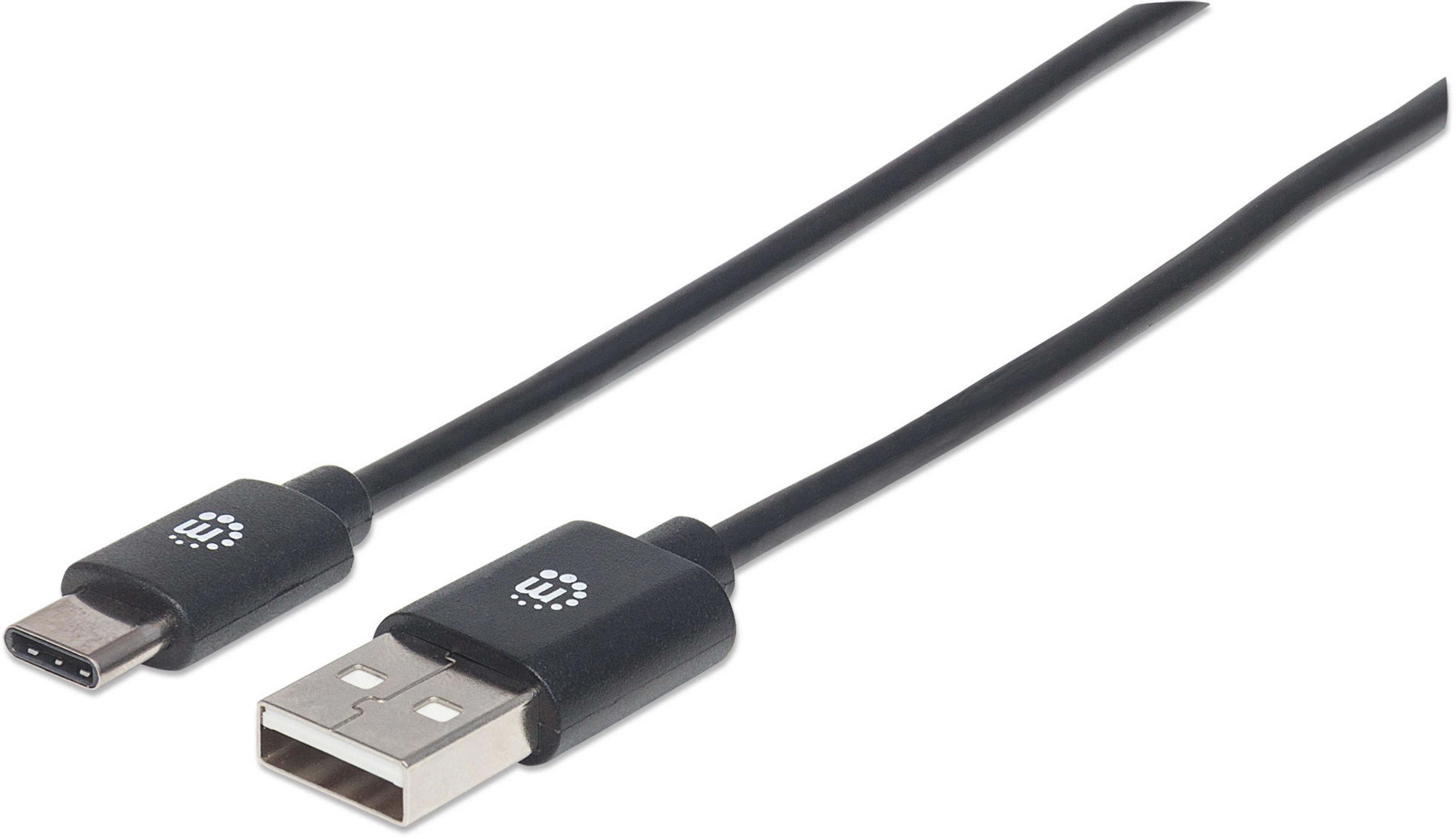 Un cavo nero da USB-C a USB-A.