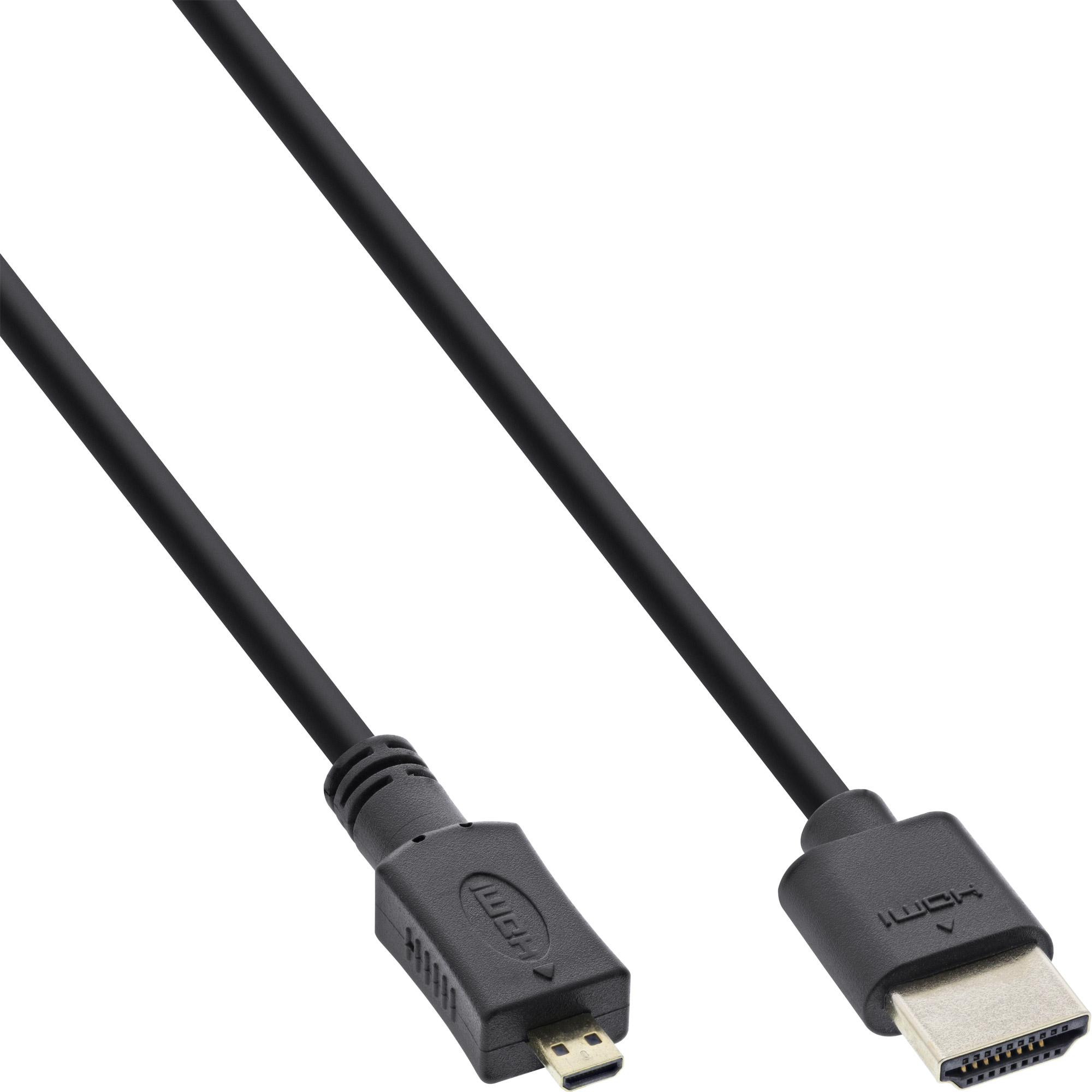 INLINE InLine® an mit HDMI-High Kabel A D, Speed Superslim HDMI HDMI Ethernet, 