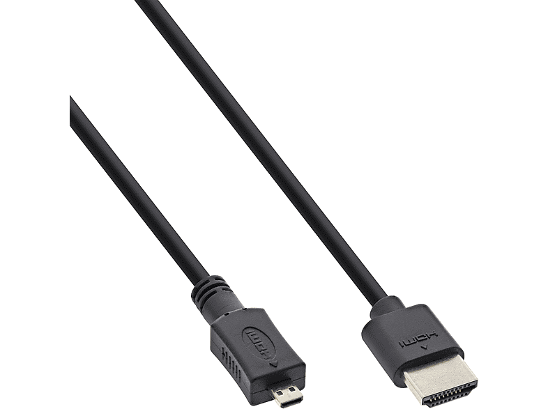 INLINE InLine® an mit HDMI-High Kabel A D, Speed Superslim HDMI HDMI Ethernet, 