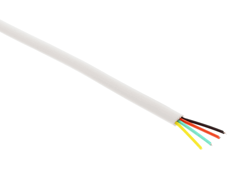 Kabel weiß, 4adrig Ring Telefon, Modularkabel, InLine® Rohware/Meterware, 100m INLINE Kabel 100 Flachband m
