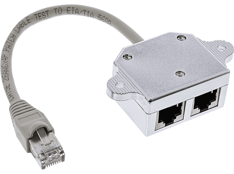INLINE InLine® 2x Patchkabel, ISDN RJ45 Stecker /, 0,15 Cat.5e m (Port-Doppler) / T-Adapter an