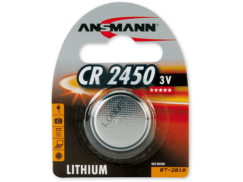 ANSMANN ANSMANN Strom 5020112 Knopfzellen, Knopfzelle Energie 3 Lithium Knopfzellen 3V / Licht Stück / Volt 1 CR2450 Li-lon
