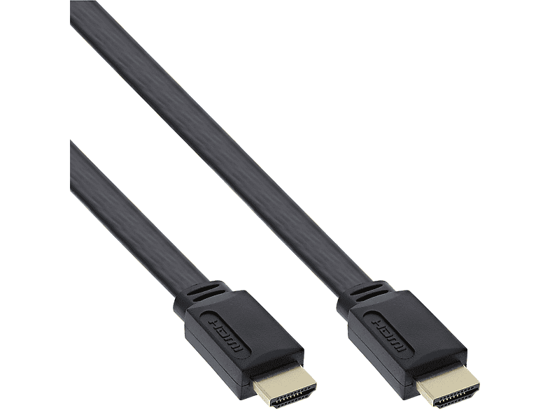 INLINE InLine® HDMI Ethernet, HDMI verg. Flachkabel, schwarz, Speed HDMI-High mit