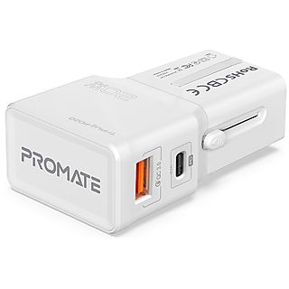 Cargador de móvil - PROMATE Triplug-PD20, Blanco