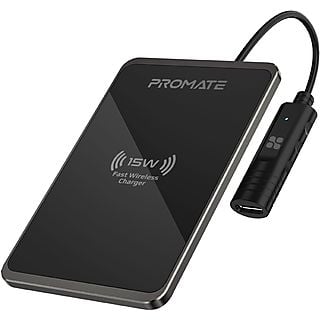 Cargador inalámbrico - PROMATE Auracard-15W Carga Rápida Ultrafino Qi 15W USB-C, Universal Universal, Negro