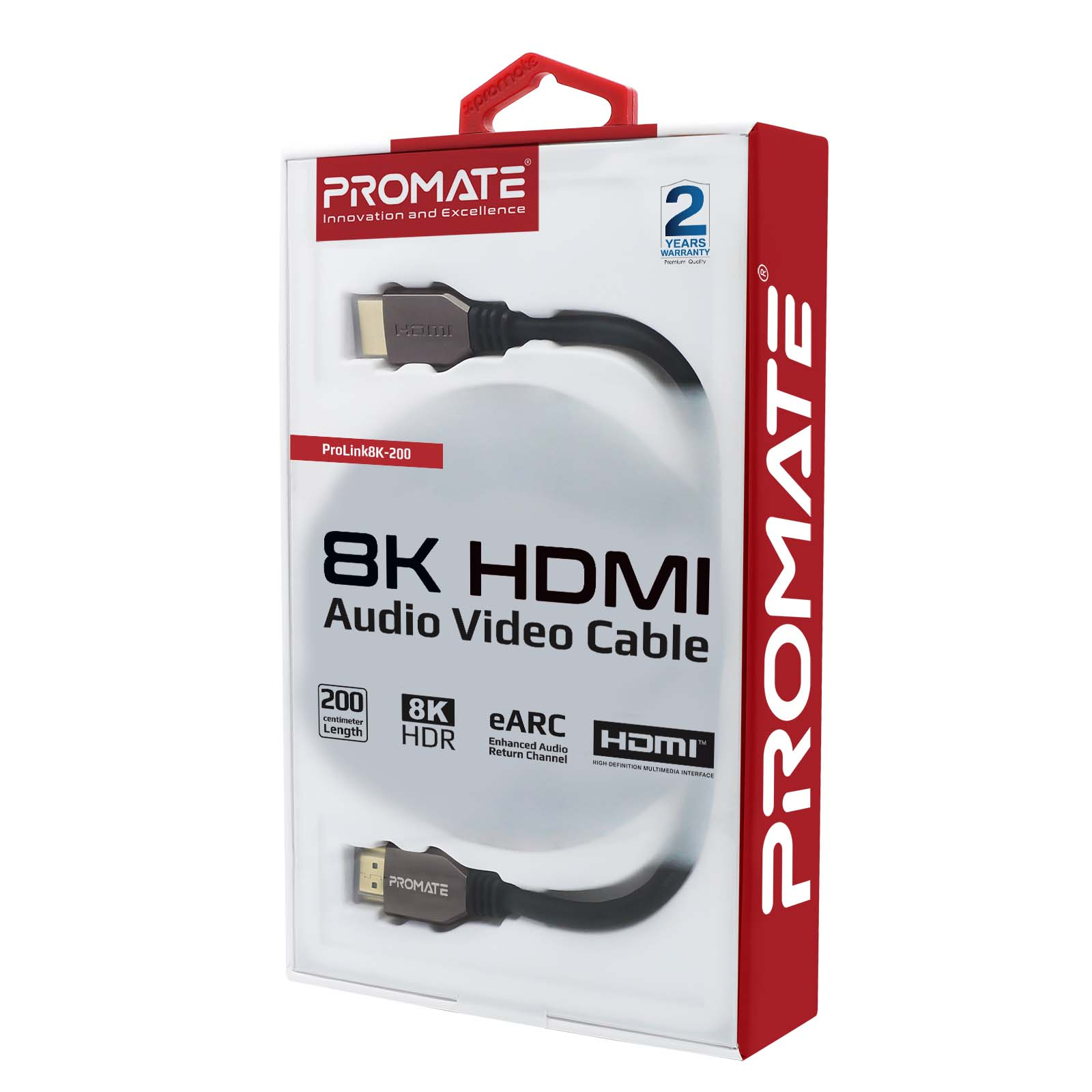 Caja para cable HDMI 8K. Texto: Cable de audio y vídeo HDMI 8K.