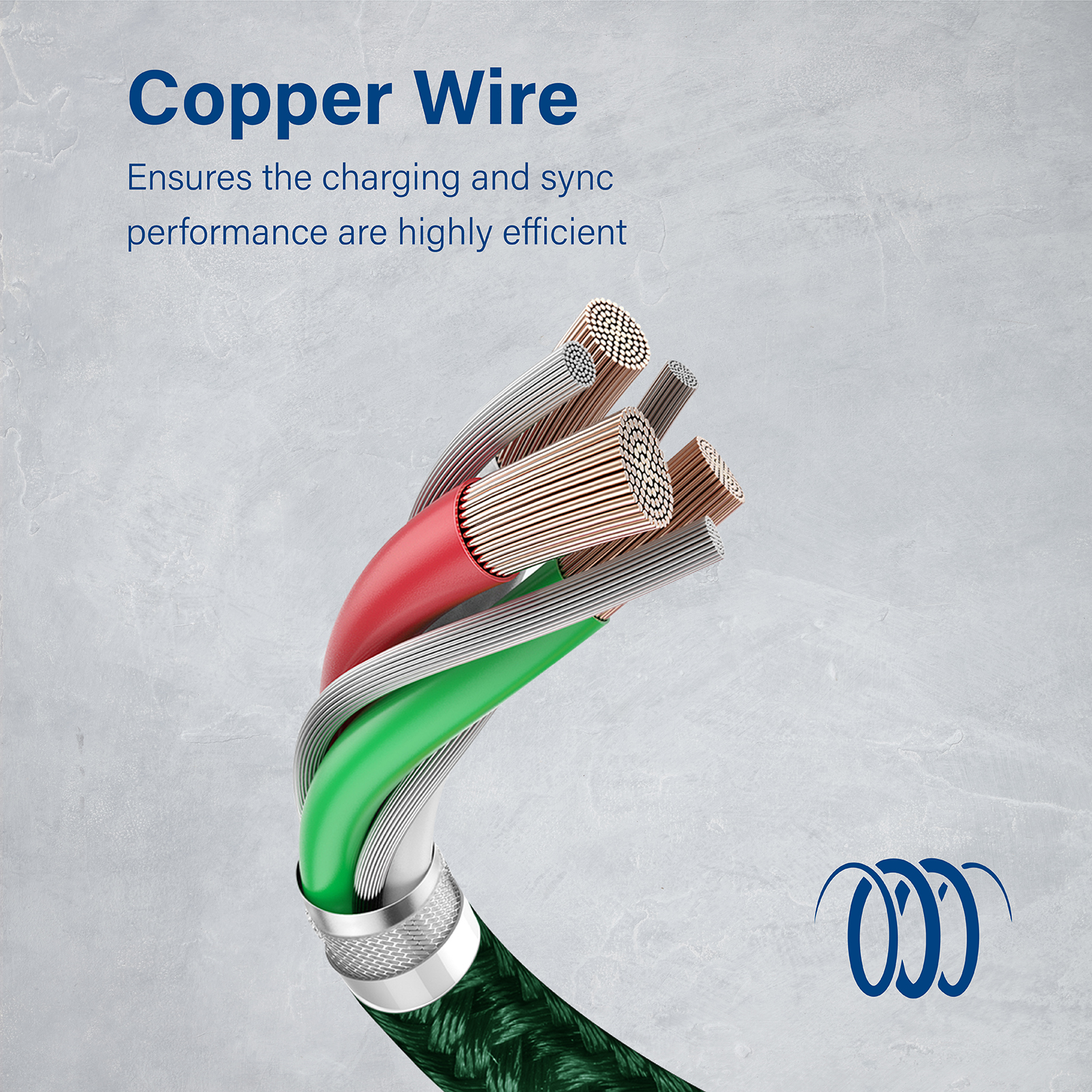 Primer plano de cables de cobre. Cables rojos, verdes y plateados son visibles.