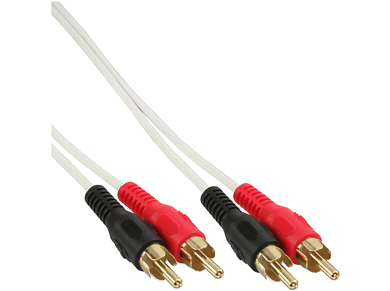 Stecker INLINE / Cinch, InLine® / Kabel, gold, Stecker, 2x 5m Cinch / Video, m /, weiß Audio 5 Cinch