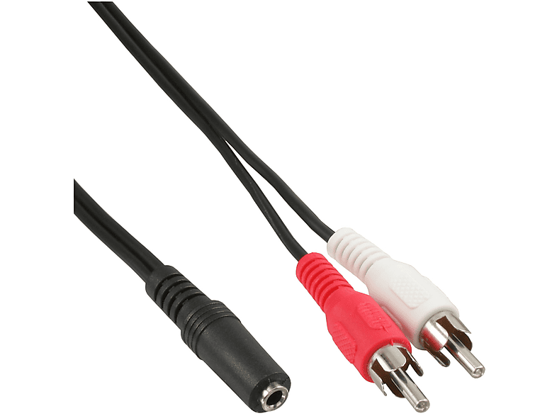 INLINE InLine® Cinch/Klinke Kabel, 2x Cinch Stecker an 3,5mm Klinke Buchse,, Cinch zu Klinke, 5 m | Hifi Kabel & Adapter