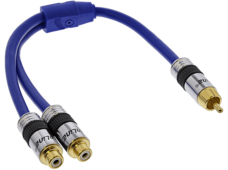 INLINE InLine® Cinch-Y-Kabel, PREMIUM, 1x Cinch Stecker zu 2x Buchse, 0,25m, Cinch Audio / Video, 0,25 m