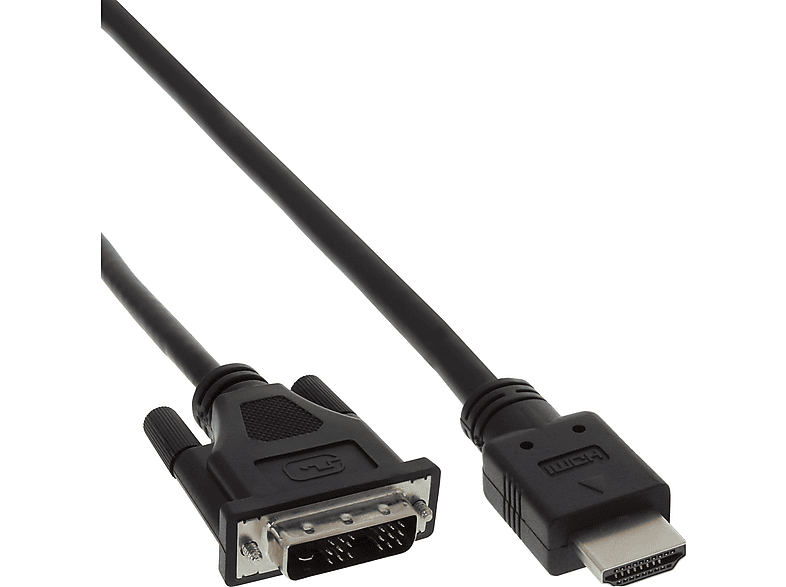 18+1 Stecker HDMI Stecker, HDMI INLINE auf Adapterkabel, InLine® 2m DVI HDMI-DVI