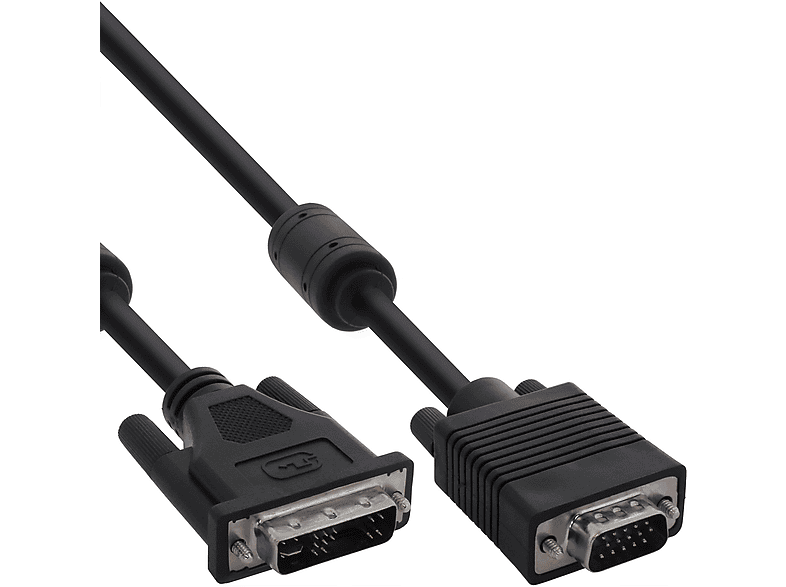 InLine® INLINE Kabel DVI-A schwarz DVI, Stecker 12+5 15pol HD 5m VGA, Kabel, analog auf