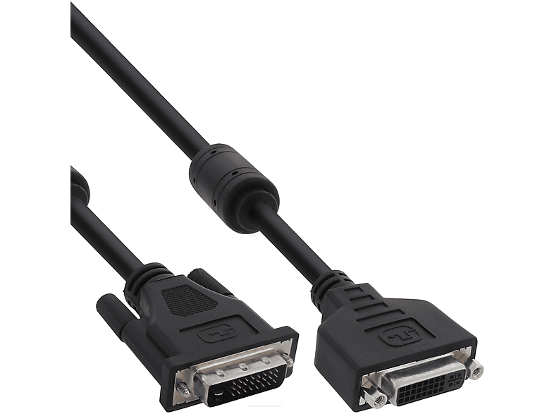 Dual Stecker DVI, 2m InLine® 2 Buchse, auf DVI-D Verlängerung, 24+1 INLINE Link schwarz