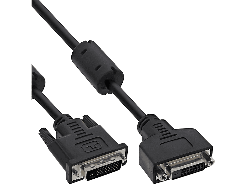 DVI-D auf Stecker 24+1 5m Verlängerung, Dual Buchse, InLine® 2 DVI, Link schwarz INLINE
