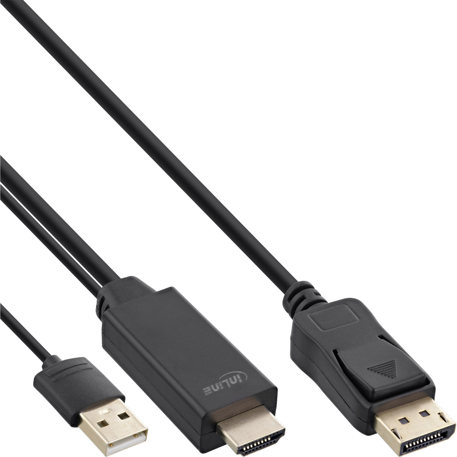 INLINE InLine® HDMI zu DisplayPort HDMI Kabel, 4K, schwarz/gold, Konverter zu DisplayPort, m 0,5 0,5m